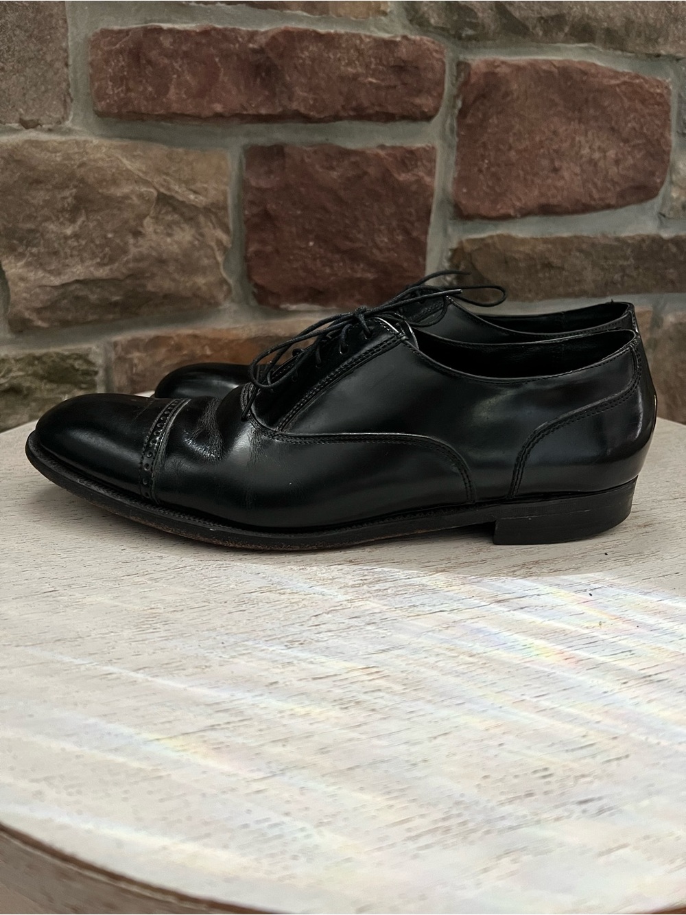 Florsheim Black Leather Cap-Toe Derby Dress Shoes